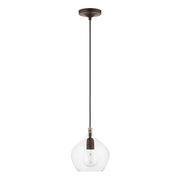Aldrich 8" Pendant in Bronze with Antique Brass Accents