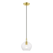 Aldrich 8" Pendant in Satin Brass with Polished Brass Accents