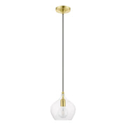 Aldrich 8" Pendant in Satin Brass with Polished Brass Accents