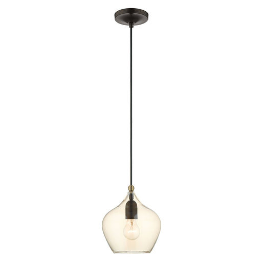 Aldrich 8" Pendant with Champagne Glass in English Bronze with Antique Brass Accents