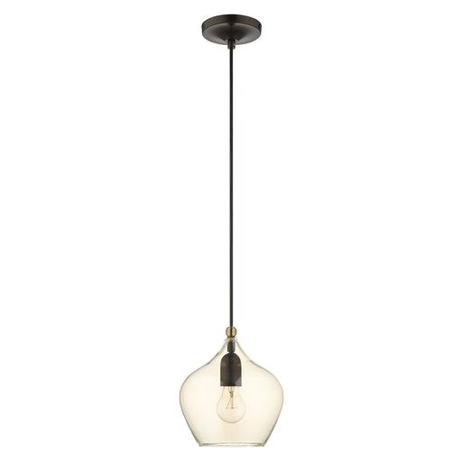Aldrich 8" Pendant with Champagne Glass in English Bronze with Antique Brass Accents