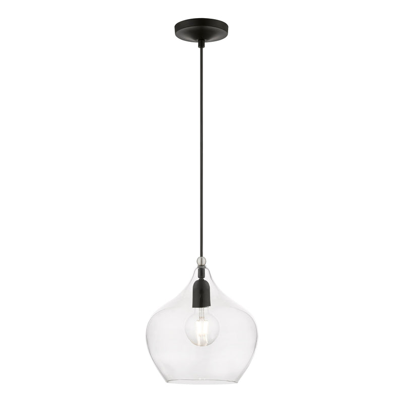 Aldrich 9.75" Pendant in Black with Brushed Nickel Accents