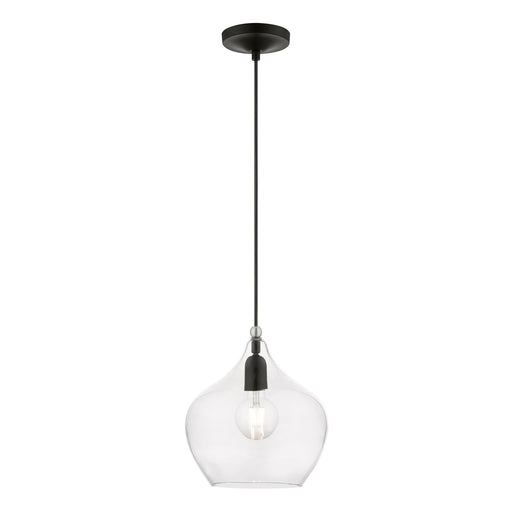 Aldrich 9.75" Pendant in Black with Brushed Nickel Accents