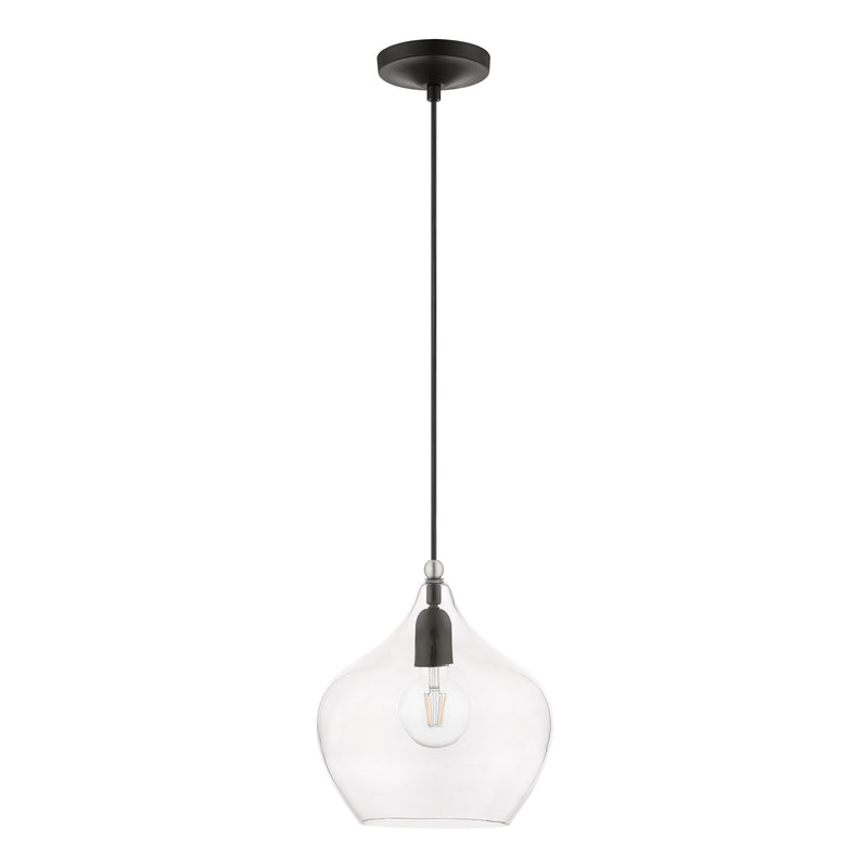 Aldrich 9.75" Pendant in Black with Brushed Nickel Accents