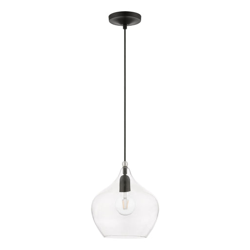 Aldrich 9.75" Pendant in Black with Brushed Nickel Accents