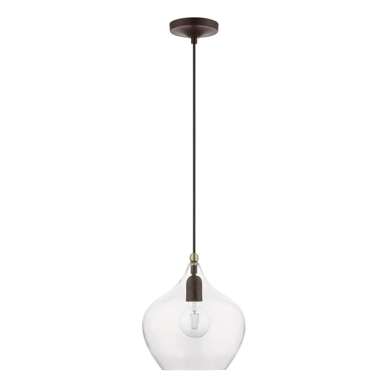 Aldrich 9.75" Pendant in Bronze with Antique Brass Accents