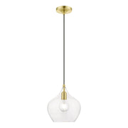 Aldrich 9.75" Pendant in Satin Brass with Polished Brass Accents