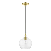 Aldrich 9.75" Pendant in Satin Brass with Polished Brass Accents