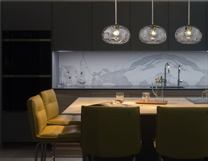 Chloe 3 Light 36" Linear Pendant in Brushed Nickel in a room setting