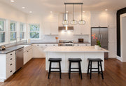 Chloe 3 Light 36" Linear Pendant in Brushed Nickel in a room setting