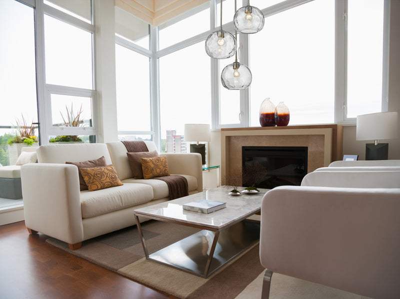 Chloe 3 Light 20" Pendant in Brushed Nickel in a room setting