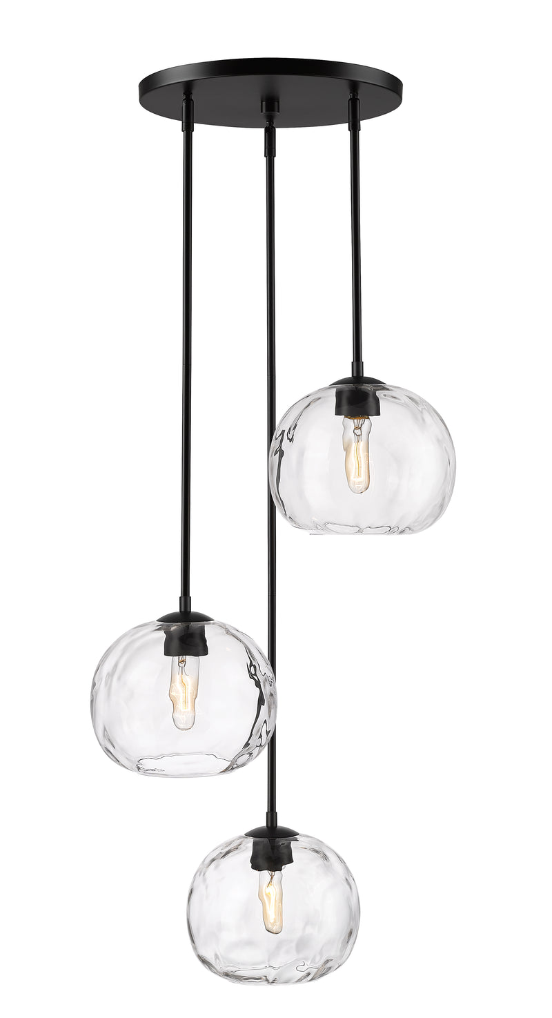 Chloe 3 Light 20" Pendant in Matte Black