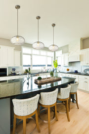 Chloe 1 Light 14" Pendant in Brushed Nickel in a room setting