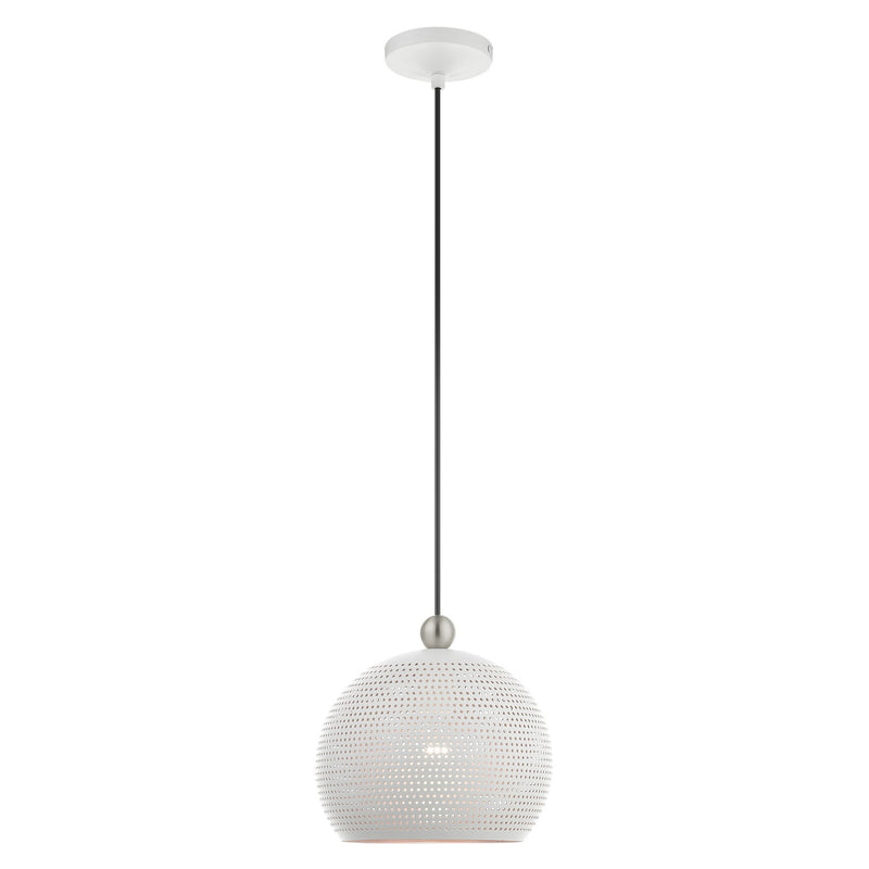Dublin Pendant in White with Brushed Nickel Accents