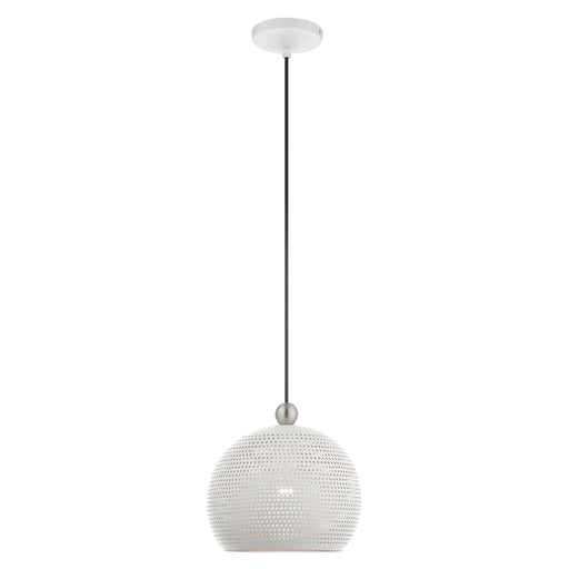 Dublin Pendant in White with Brushed Nickel Accents