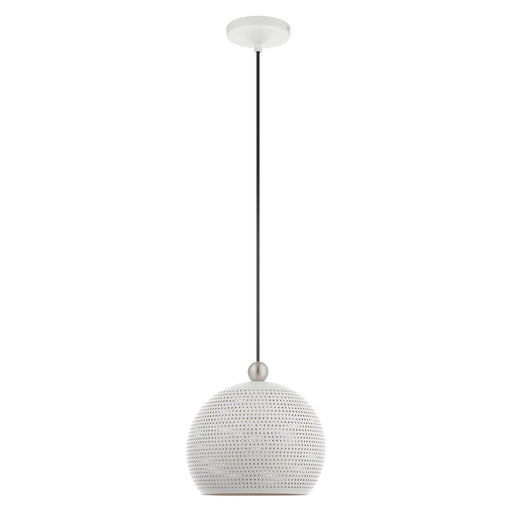 Dublin Pendant in White with Brushed Nickel Accents