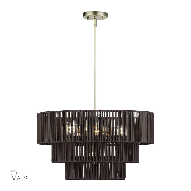 Acordia 6-Light Chandelier in Antique Brass
