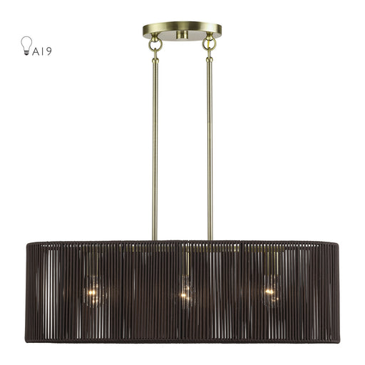 Acordia 3-Light Medium Linear Chandelier in Antique Brass