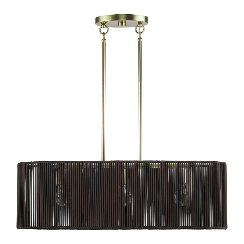 Acordia 3-Light Medium Linear Chandelier in Antique Brass