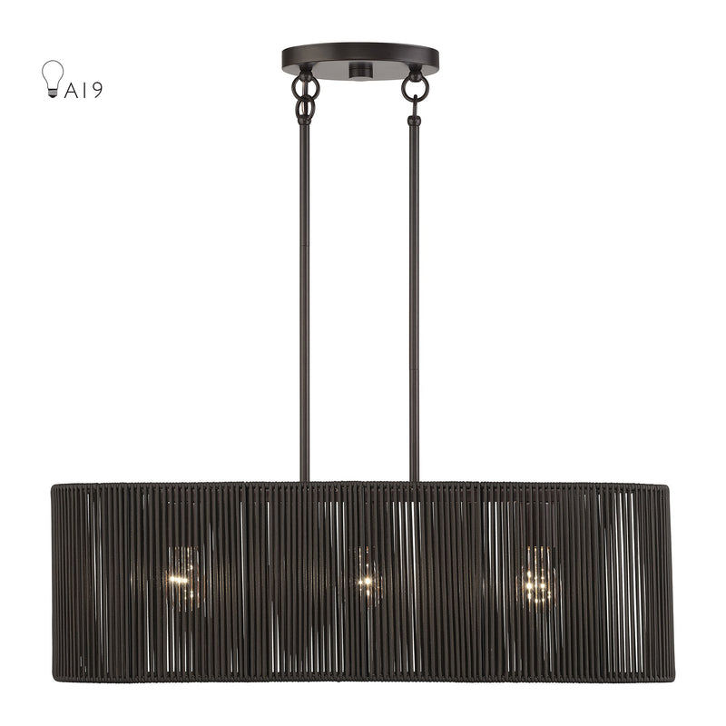 Acordia 3-Light Medium Linear Chandelier in English Bronze