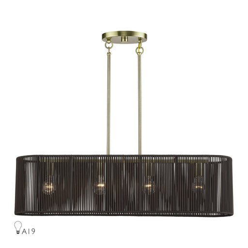 Acordia 4-Light Large Linear Chandelier in Antique Brass