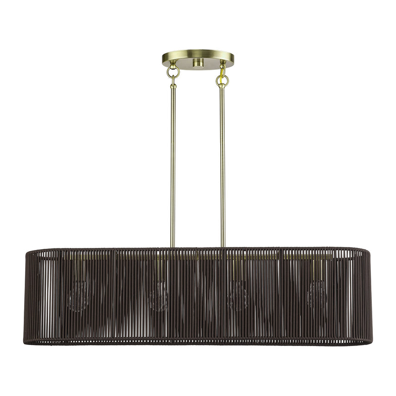 Acordia 4-Light Large Linear Chandelier in Antique Brass