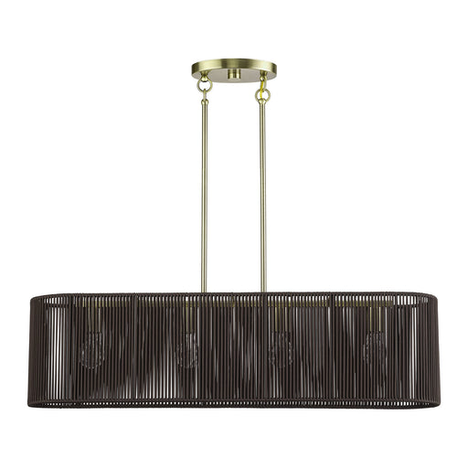 Acordia 4-Light Large Linear Chandelier in Antique Brass