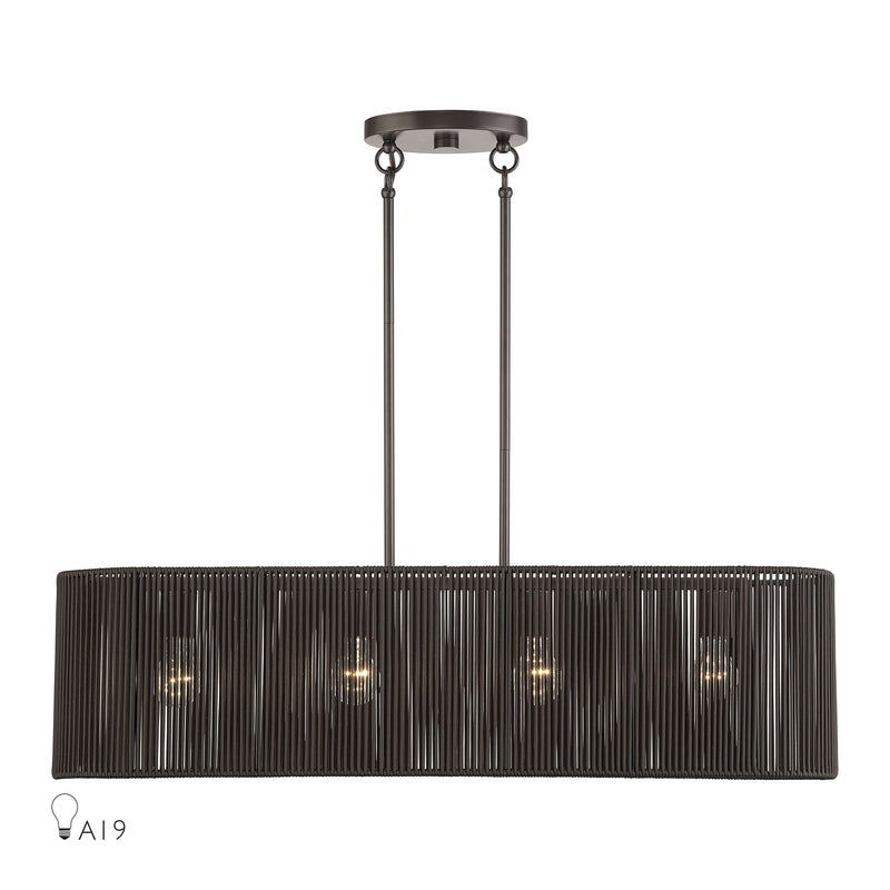 Acordia 4-Light Large Linear Chandelier in English Bronze