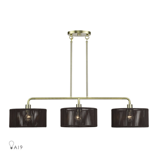 Acordia 3-Light Extra Large Linear Chandelier in Antique Brass