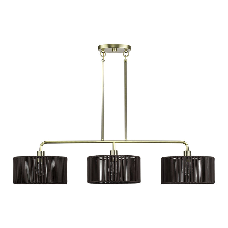 Acordia 3-Light Extra Large Linear Chandelier in Antique Brass
