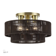 Acordia 3-Light 15" Semi-Flush Mount in Antique Brass