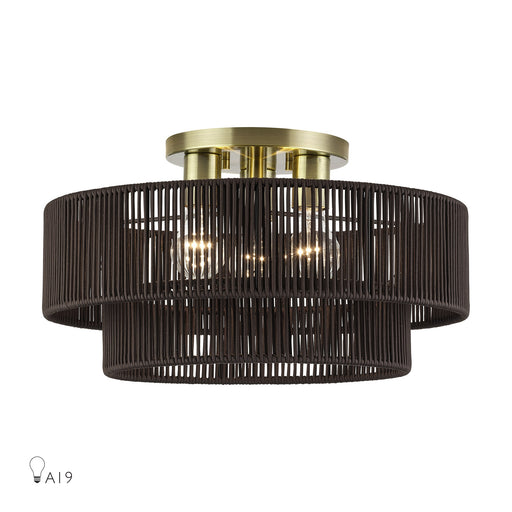 Acordia 3-Light 18" Semi-Flush Mount in Antique Brass
