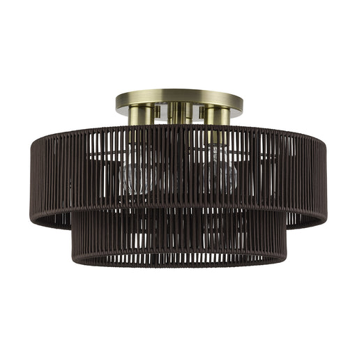 Acordia 3-Light 18" Semi-Flush Mount in Antique Brass