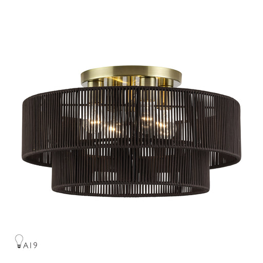 Acordia 4-Light Extra Large Semi-Flush Mount in Antique Brass