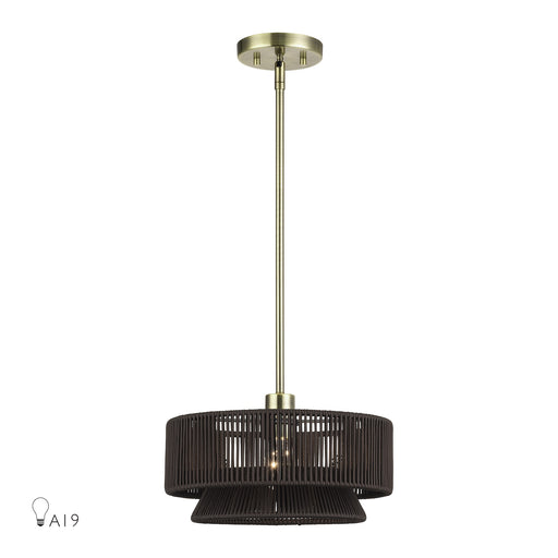 Florell 13" Drum Pendant in Antique Brass
