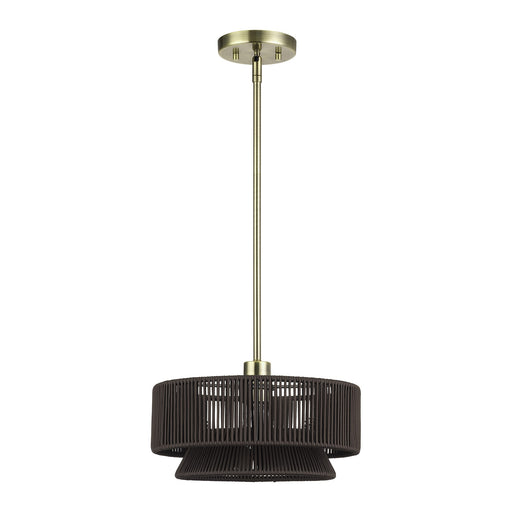 Florell 13" Drum Pendant in Antique Brass
