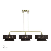 Florell 3-Light Linear Chandelier in Antique Brass