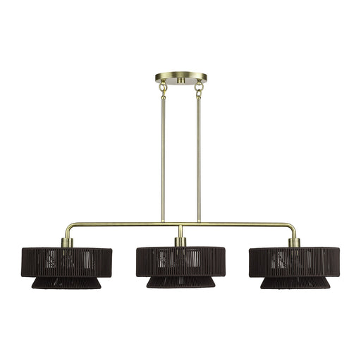 Florell 3-Light Linear Chandelier in Antique Brass
