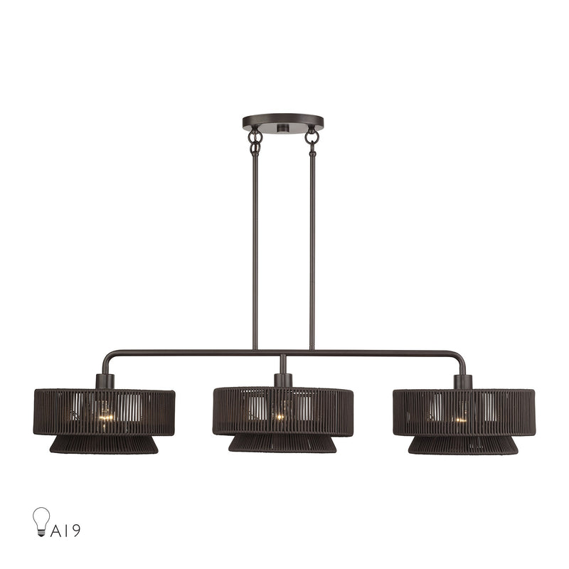 Florell 3-Light Linear Chandelier in English Bronze