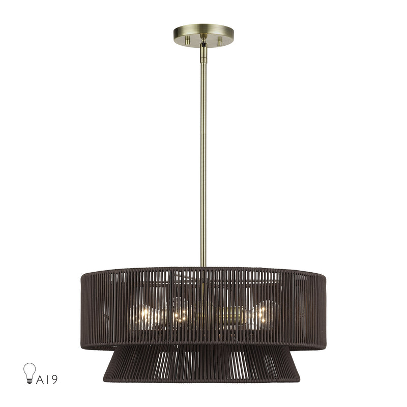Florell 4-Light Chandelier in Antique Brass