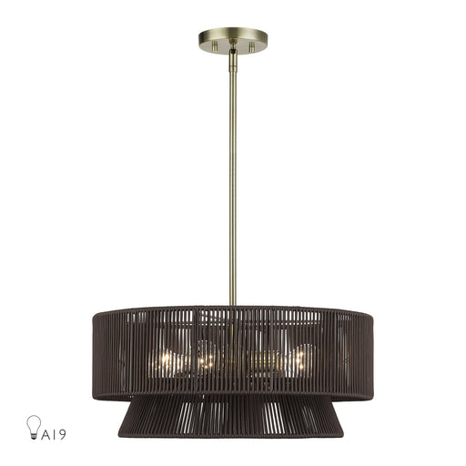 Florell 4-Light Chandelier in Antique Brass