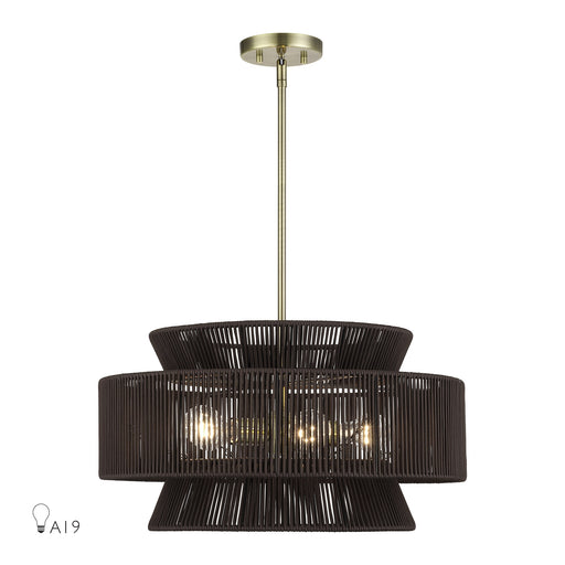 Florell 5-Light Chandelier in Antique Brass