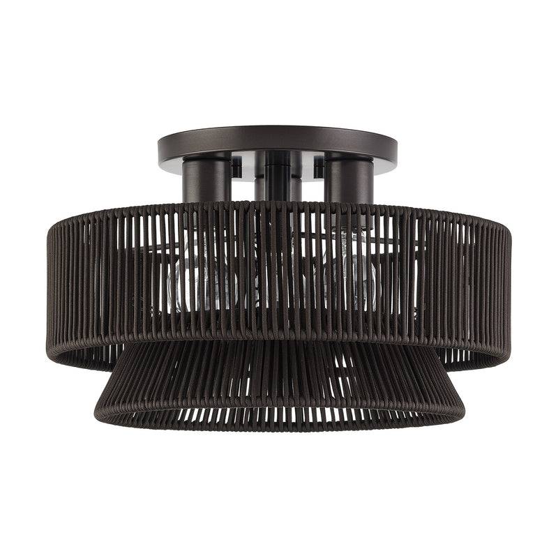 Florell 15" 3-Light Semi-Flush Mount in English Bronze