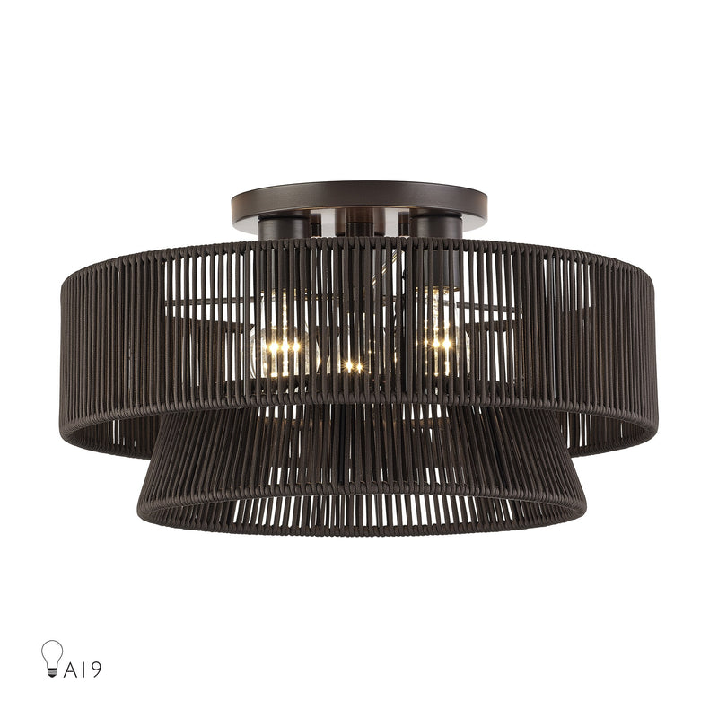 Florell 18" 3-Light Semi-Flush Mount in English Bronze