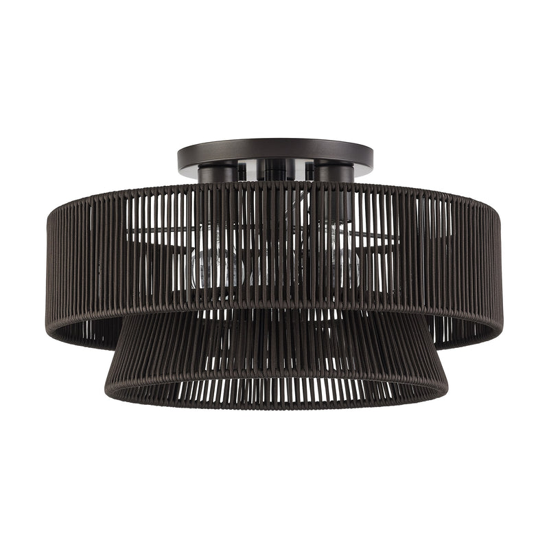 Florell 18" 3-Light Semi-Flush Mount in English Bronze
