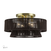 Florell 4-Light Semi-Flush Mount in Antique Brass