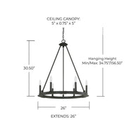 Pearson 6-Light Chandelier in Black Iron