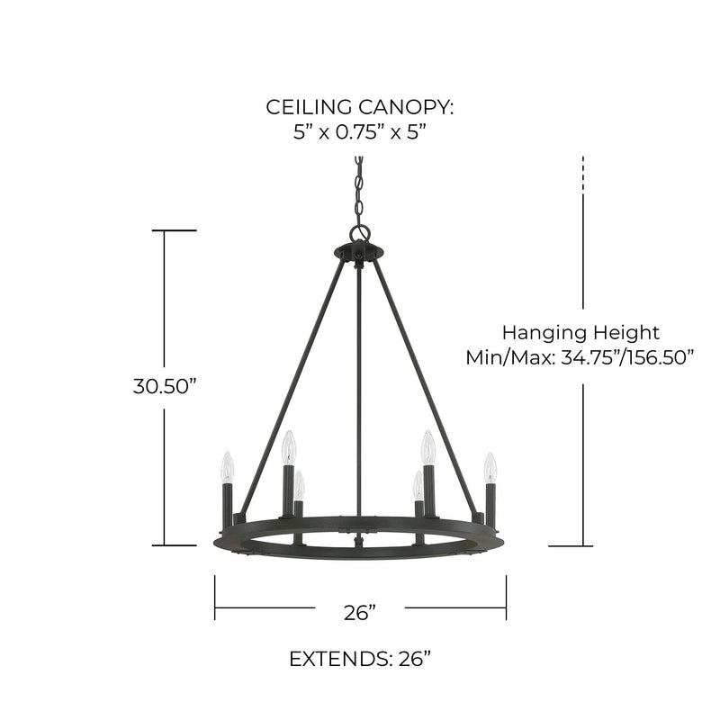 Pearson 6-Light Chandelier in Black Iron