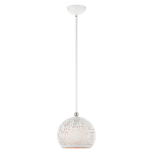Charlton Small Pendant in White with Brushed Nickel Accents
