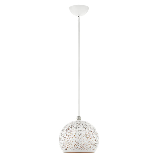 Charlton Small Pendant in White with Brushed Nickel Accents